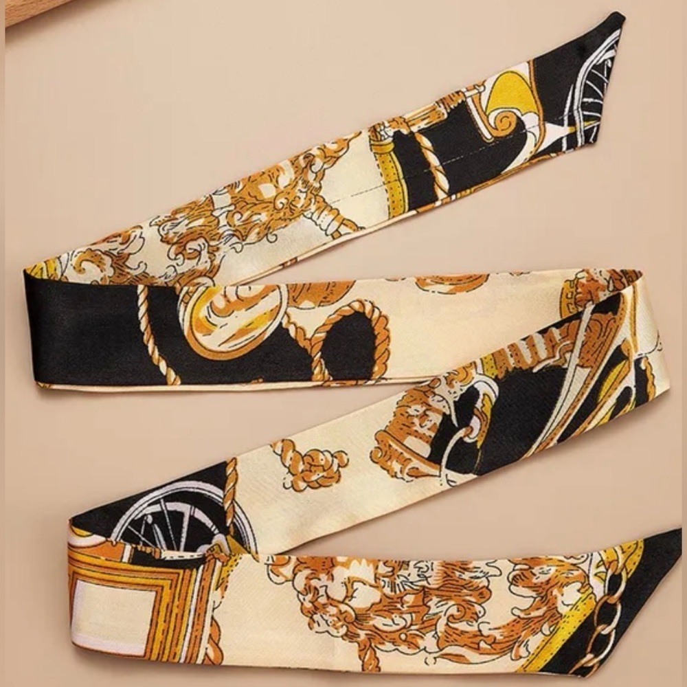 NEW Elegant Black and Gold Women's Decorative Handbag Twilly